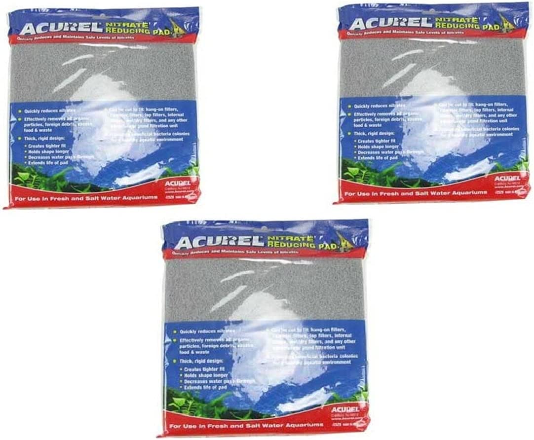 Acurel LLC (3 Pack) Nitrate Reducing Media Pad Aquarium and Pond Filter Accessory, 10-Inch by 18-Inch