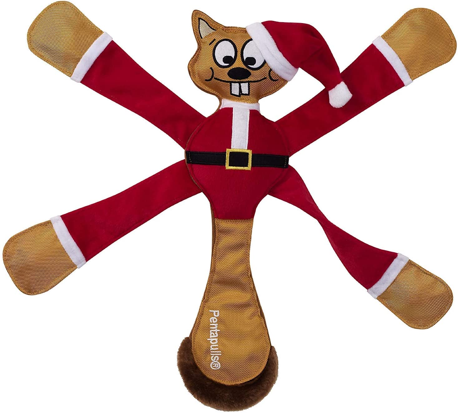 Doggles Pentapulls Holiday Squirrel Tug and Squeak Toy